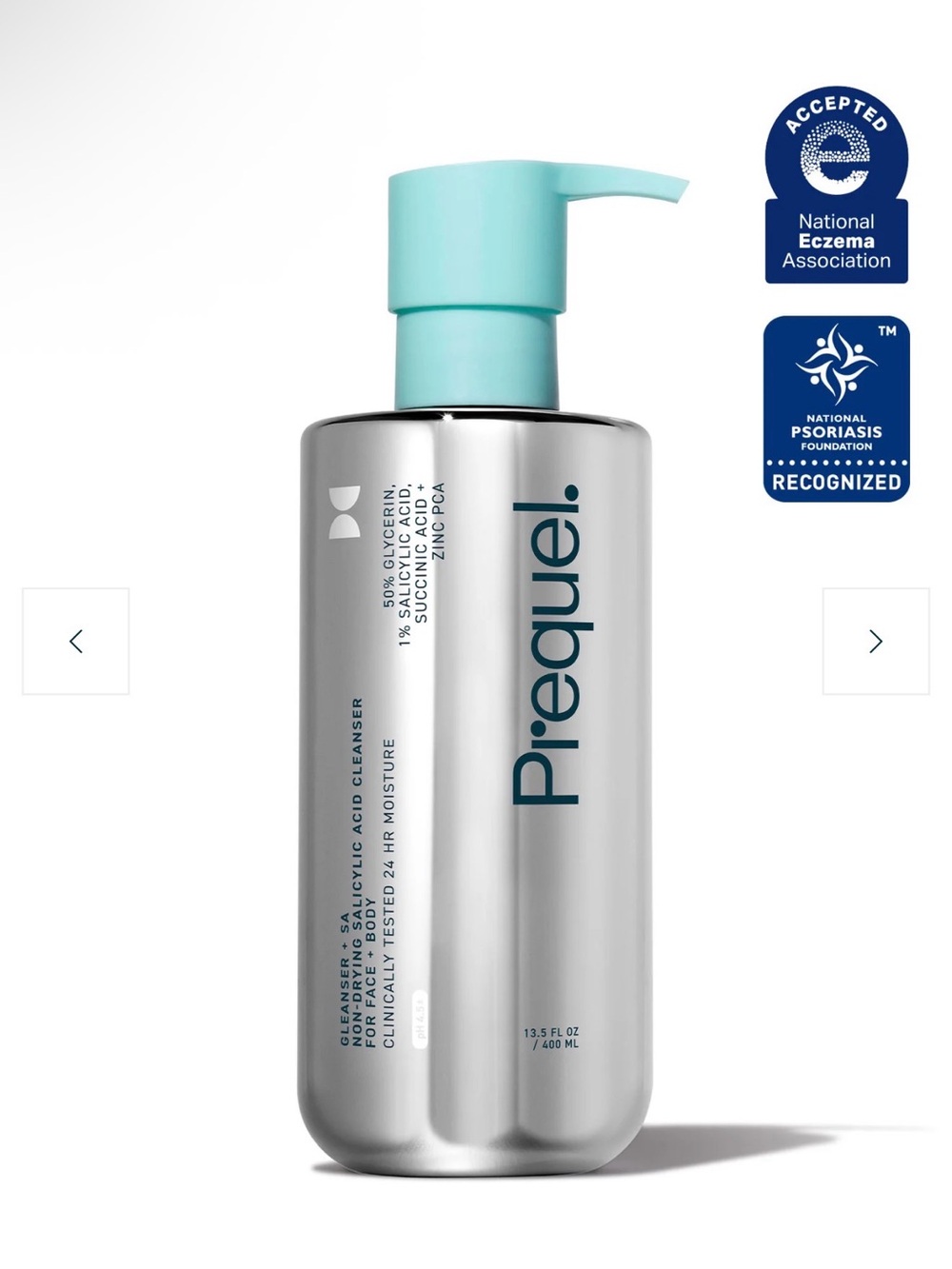 Prequel Gleanser + SA                         Non-drying Salicylic Acid Cleanser
